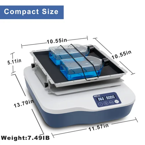 Vista 7 de ONiLAB Agitador orbital digital con velocidad ajustable 40-200RPM, capacidad 2KGS, agitador rotador orbital con modo continuo o modo temporizador
