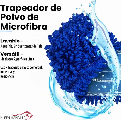Vista 7 de KLEEN HANDLER Fregona de polvo de microfibra de 18 pulgadas, reemplazo de cabezal de fregona comercial grande lavable, barredora, suministros