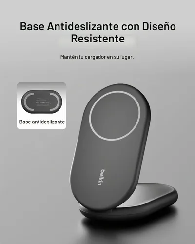 Vista 4 de Belkin Soporte de carga inalámbrico plegable magnético de 15 W, cargador certificado Qi2 compatible con MagSafe, soporte de carga inalámbrico