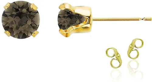 Vista 15 de Aretes de tuerca de plata de ley 925 chapados en oro de 14 quilates macizo, oro amarillo, blanco o rosa de 0.236 in Amatista