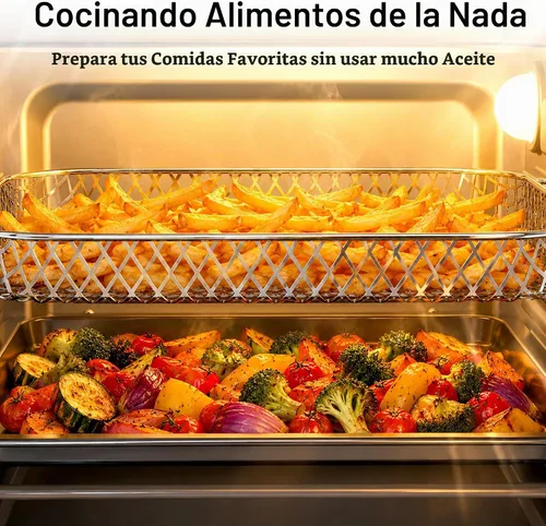 Vista 4 de Electactic Freidora de aire y horno tostador de 19 cuartos de galón, funciones 12 en 1, freír al aire, asar, mantener el calor, hornear 2-acero