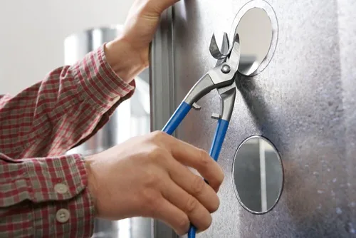 Vista 2 de Bessey D214-250L Cortar a la izquierda Forma Cortadora Punzón Tijeras, Azul/Gris