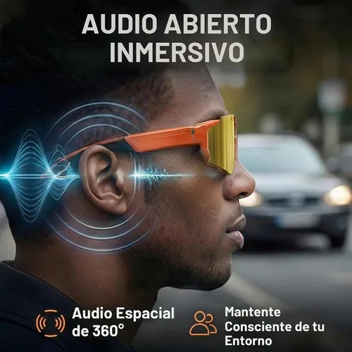 Vista 4 de Gafas inteligentes AI con cámara de 8 MP, IP54 AI voice assistant, hands-free video recording, open-ear audio, real-time translation, sports