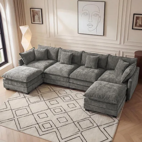 Vista 17 de Sofá modular modular de 102 pulgadas, sofá de nube de gran tamaño Gris