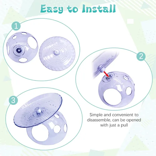 Vista 5 de Hamiledyi Platillo volador para hámster con casa escondida, rueda de hámster de plástico para animales pequeños, rueda de ejercicio silenciosa Azul