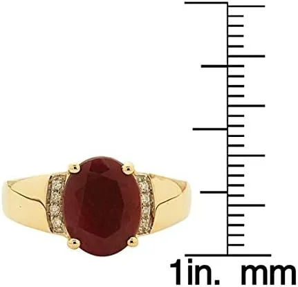 Vista 3 de Gin & Grace Anillo de rubí opaco genuino de oro amarillo de 10 quilates de 3 quilates con diamantes para mujer, joyería hecha a mano