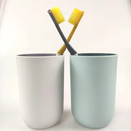 Vista 6 de Juego de 2 vasos irrompibles reutilizables para cepillos de dientes, vasos de plástico para cepillos de dientes, 10.1 fl oz/10.5 onzas, aptos