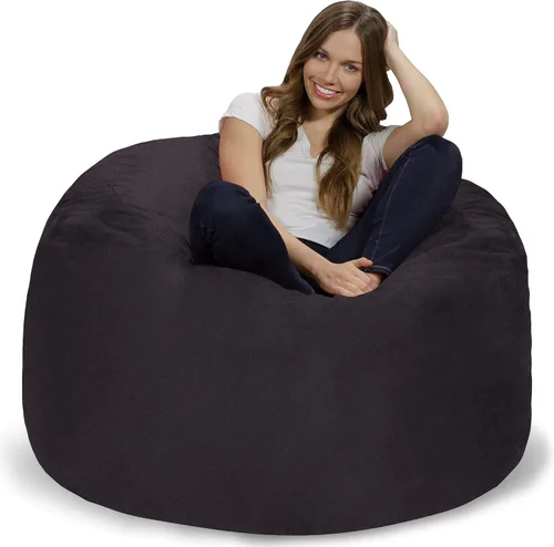 Vista 3 de Chill Sack - Sillón puff, Tela, Suave lino sintético, color negro.