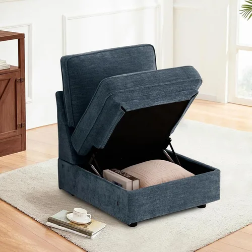 Vista 23 de TEKAMON - Sofá modular de 73" con almacenamiento en el asiento, sofá biplaza moderno de tela de chenilla para sala de estar, oficina, apartamento
