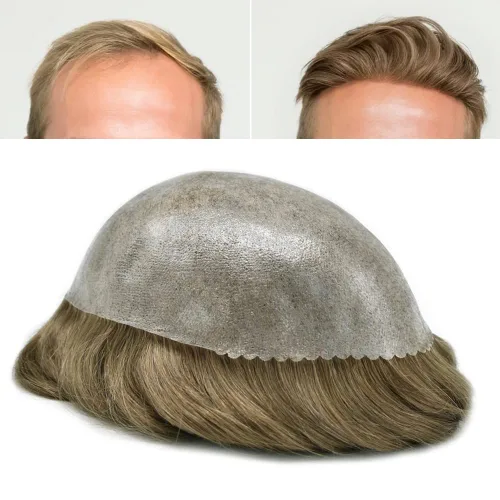 Vista 97 de Extensiones de pelo y tupés para hombre, sistema de cabello humano de poliéster completo para hombre, postizo de repuesto para hombre, protesis