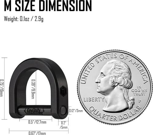 Vista 4 de KeyUnity KA17 Titanium D Ring Key Shackle, U Shape Key Ring Horseshoe Clasp for Car Fob, DIY Leather Key Organizer Keychain