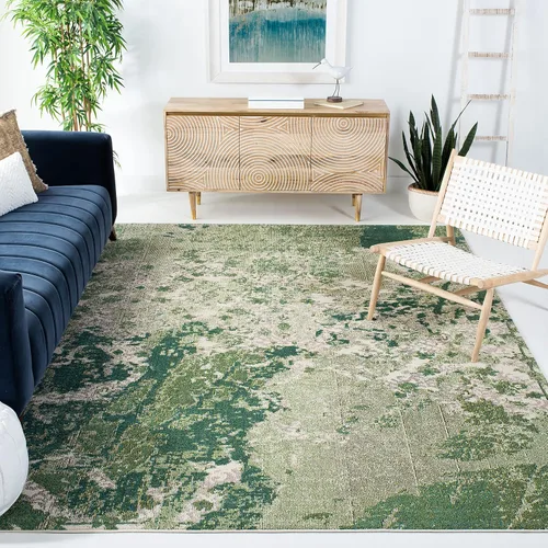 Vista 14 de SAFAVIEH Madison Collection - Alfombra decorativa de 2 pies 2 pulgadas x 4 pies, verde y azul, diseño abstracto moderno, no desprende pelusa