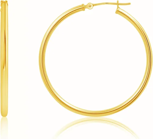 Vista 33 de Solid 10K or 14K Gold 12MM to 50MM Hoop Earrings for Women 10K oro blanco