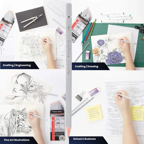 Vista 3 de Pacific Arc Lápices de dibujo de grafito prémium para artistas, paquete de tecnología – Lápices profesionales para dibujar, dibujar, dibujar