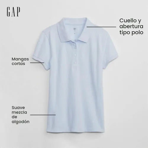 Vista 2 de Gap Polo Uniforme Niña Concha de color rosa claro.