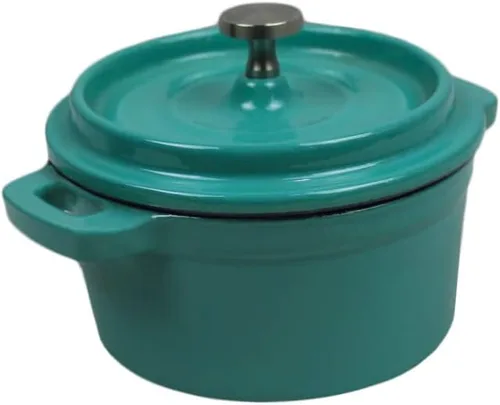 Vista 24 de Utensilios de cocina de hierro fundido esmaltado (Olla Mini 0,25 Qt., Glaciar)