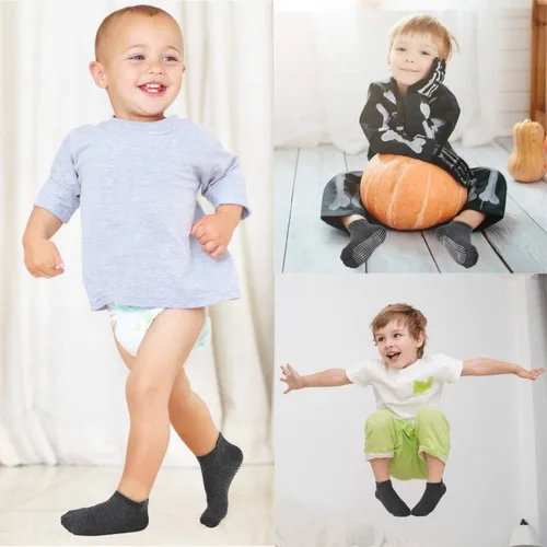 Vista 2 de SkiBeaut 12 pares de calcetines antideslizantes para niños y niñas con agarres, calcetines antideslizantes para niños pequeños de 1 a 7 años