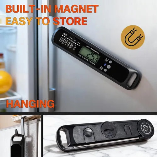Vista 5 de Termómetro digital de carne con LED de alta precisión, impermeable IP67, termómetro de alimentos de lectura instantánea para freidora de aire