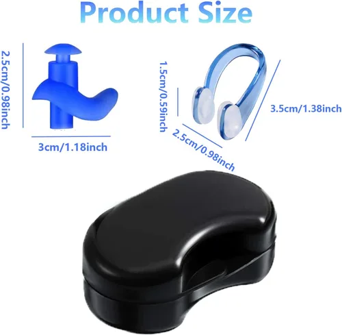 Vista 2 de Tapones para los oídos de natación, clip para la nariz, tapones para los oídos de natación, paquete de 3 pares de tapones de silicona reutilizables