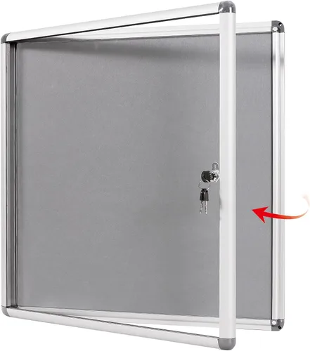 Vista 13 de SWANCROWN - Tablero de anuncios con cerradura a prueba de manipulaciones y cerrado para hogar, oficina y escuela, montado en la pared, de tela azul