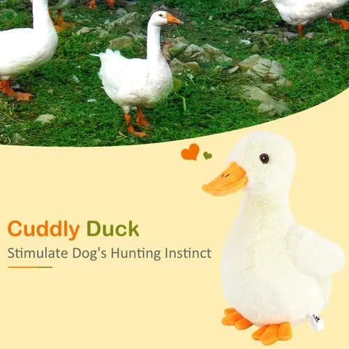Vista 2 de Pawaboo Juguete de pato de felpa chirriante para perros, grande de 12 pulgadas, súper suave, juguetes para mascotas con forma de pato, sonajero