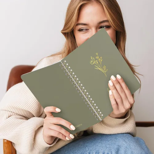 Vista 8 de ZICOTO Set de 3 Cuadernos de Espiral Estéticos para Mujeres - Lindo Diario/Cuaderno de 7x5 con Páginas Rayadas de Regla Universitaria - Suministros