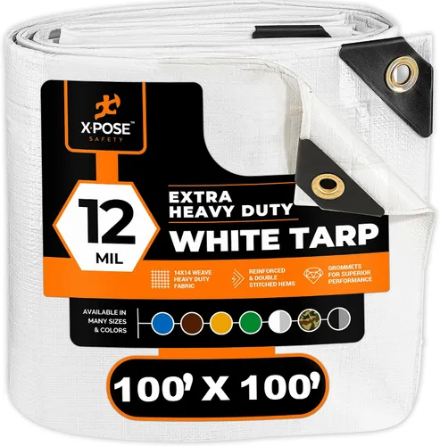 Vista 140 de Xpose Safety Lona protectora de polietileno plateado resistente de 5 x 7 pies - Funda protectora multiusos - Duradera, resistente al agua