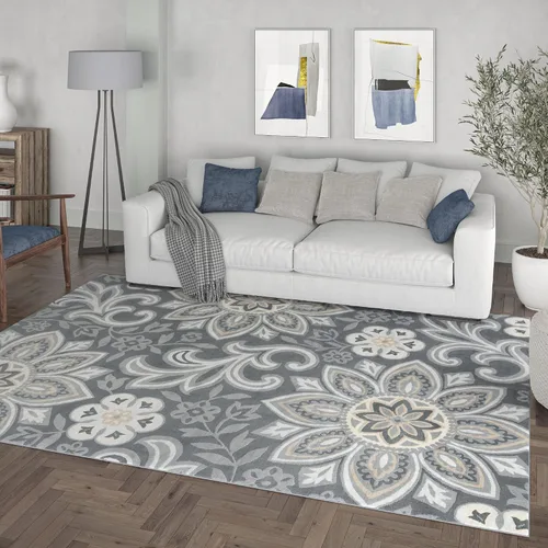 Vista 6 de Piper - Alfombra pequeña de interior de 2 x 3 pulgadas, alfombra de área para cocina, baño, pasillo, entrada, alfombra floral color gris oscuro