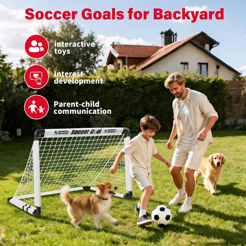 Vista 6 de KETIEE Porterías de fútbol para niños para patio trasero: juego de porterías de fútbol plegables de 35 x 23 pulgadas, portería de fútbol portátil