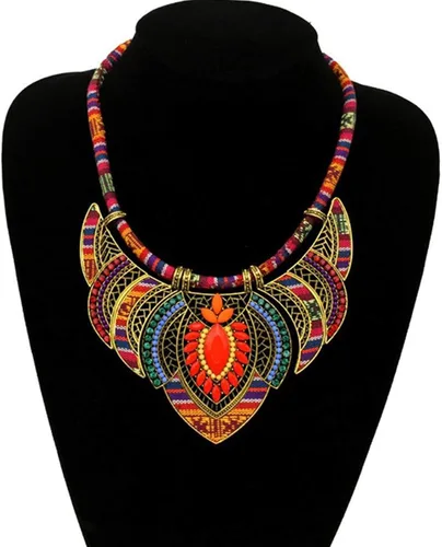 Vista 6 de choice of all Collares gruesos de estilo étnico para mujer, collar étnico bohemio, collar colorido, festival, tribal con cuentas, gargantilla