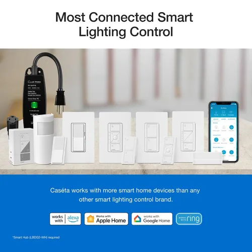 Vista 7 de Lutron Pico Mando de paleta para control de encendido/apagado de interruptores/reguladores inteligentes Caseta, PJ2-P2B-GBL, negro