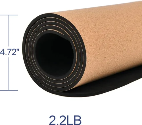 Vista 5 de Numat - Tapete de yoga de corcho de 0.236 in (1/4 pulgadas) de grosor, 72 x 24 pulgadas, resistente al sudor, antideslizante, ecológico, espuma TPE