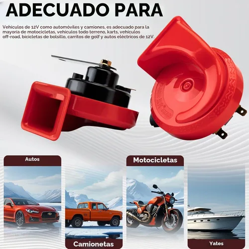 Vista 3 de FARBIN Bocinas universales de 12 V para automóvil, bocinas de vehículo ruidosas, kit de bocina de caracol de doble tono con arnés de relé
