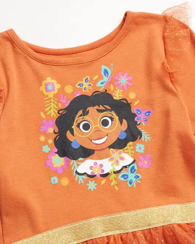 Vista 4 de Disney Vestido Encanto para niñas Vestido Mirabel Encanto para niñas Vestido tutú de princesa para niños pequeños (tamaños 2T-6X)
