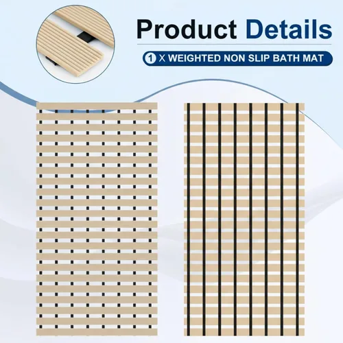 Vista 3 de AceOrbit Tapete con peso antideslizante para bañera, tapete de baño texturizado de elastómero termoplástico (TPE) para superficies texturizadas