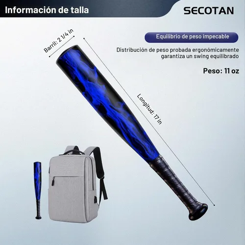 Vista 2 de 17inch Aluminum Baseball Bat for Self Defense,Tire Checker and Fish