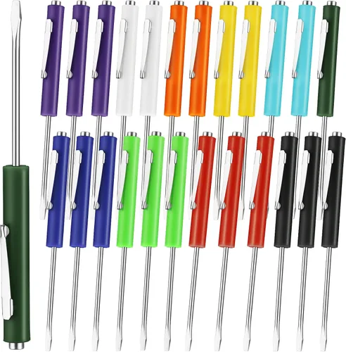 Vista 13 de Honoson 10 Piezas de Destornillador de Bolsillo Mini con Parte Superior y Clips de Bolsillo Magnéticos, Destornillador Pequeño Ranurado con Cabeza