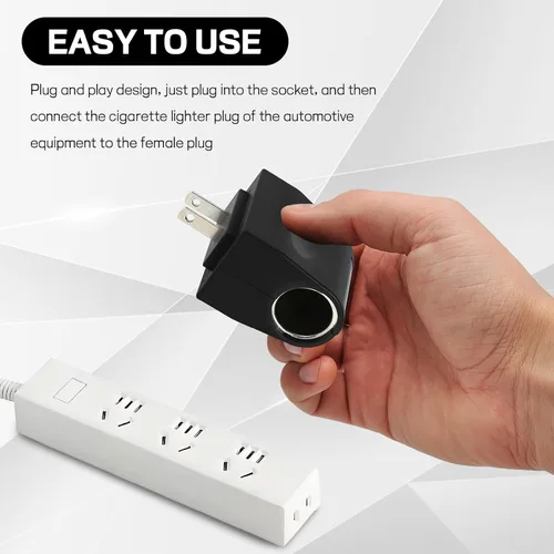 Vista 3 de Convertidor universal de CA a CC, DC 12V 500mA encendedor de cigarrillos de coche a adaptador de toma de corriente, adaptador hembra de CA a CC
