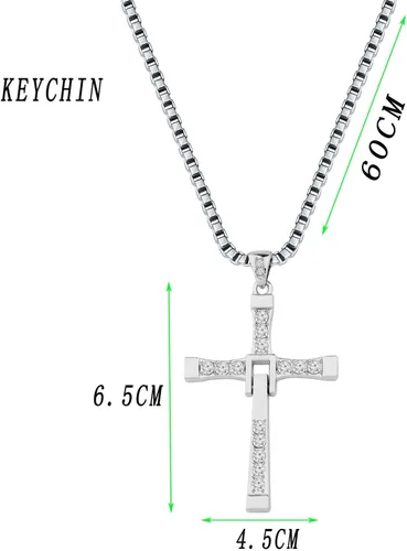 Vista 2 de KEYCHIN Collar de cruz inspirado para entusiastas de los deportes rápidos, regalo de cruz con colgante de acero de titanio, joyería periférica
