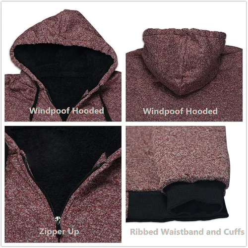 Vista 5 de Facitisu - Sudaderas de vellón pesado con capucha para hombre, con cremallera de invierno, talla grande