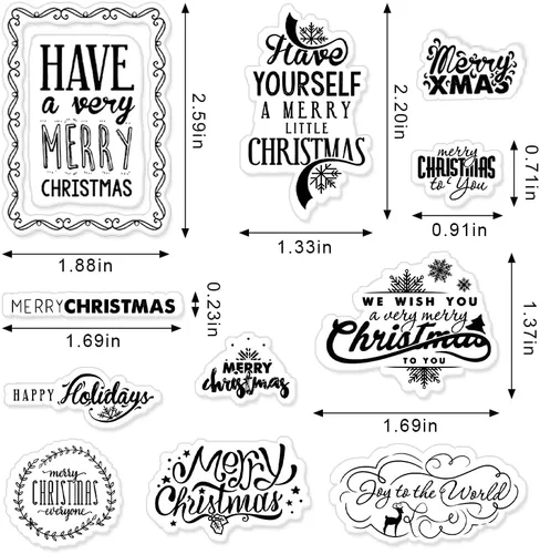 Vista 2 de Sellos transparentes de Navidad para hacer tarjetas, decoración temática de Navidad, palabras de bendición, sellos de silicona transparente