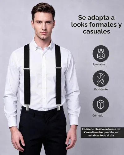 Vista 4 de Fasker Tirantes ajustables y resistentes para hombre Negro