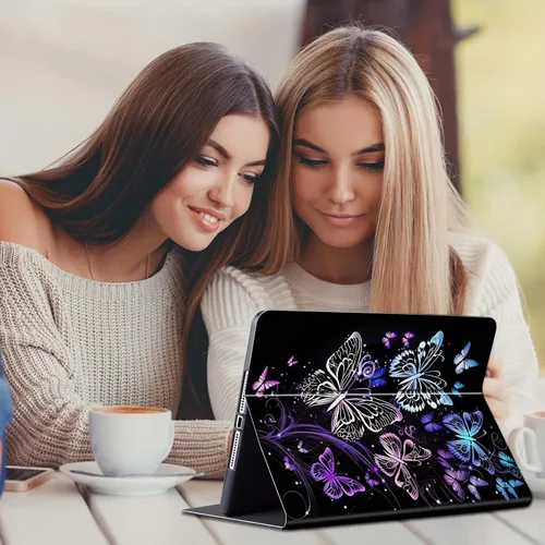 Vista 77 de Funda para tablet Kinlde Fire HD 10 (11ª generación 2021) Fire HD 10 Plus 2021, delgada, de piel sintética, con función atril, función atril