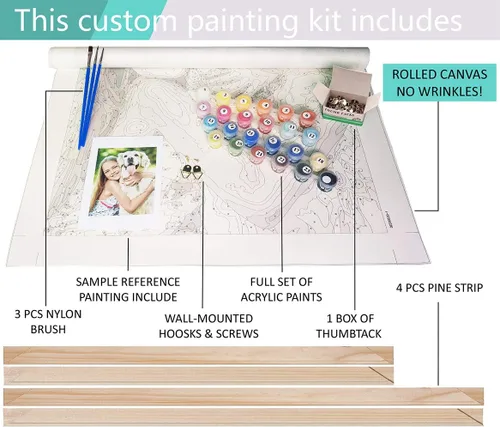 Vista 4 de Vato - Pintura por número para personalizar foto para adultos, crea tu propia imagen personalizada con marco (40,6 cm x 40,6 cm)