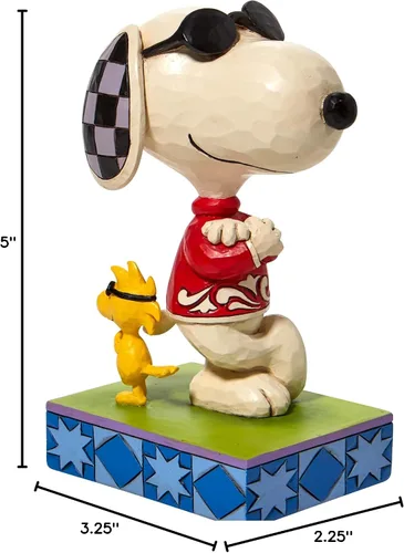 Vista 6 de Enesco Jim Shore Peanuts Joe Cool Snoopy y Woodstock - Figura de espalda con espalda, 5 pulgadas, multicolor