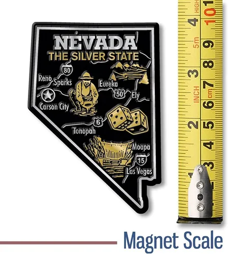 Vista 2 de Imán gigante Nevada State de Classic Magnets, 2.7 pulgadas 3.8 pulgadas, recuerdos coleccionables de goma 3D estilo vintage y regalos fabricados