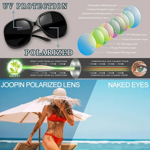 Vista 149 de Joopin Lentes de sol de gran tamaño para mujer, polarizados, grandes, para conducción, protección UV, grandes sombras