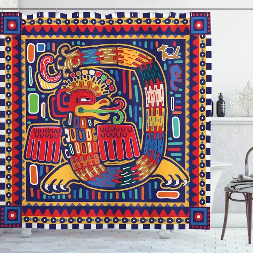 Vista 38 de set de cortina para baño decorativa de tela de poliéster con ganchos