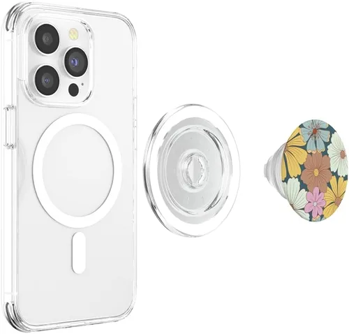 Vista 4 de PopSockets MagSafe PopGrip de flores silvestres vintage de los años 60 y 70 para iPhone