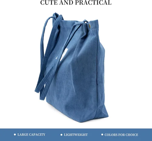 Vista 2 de Linda bolsa de pana para mujer, bolsas de hombro de lona para viajes y compras